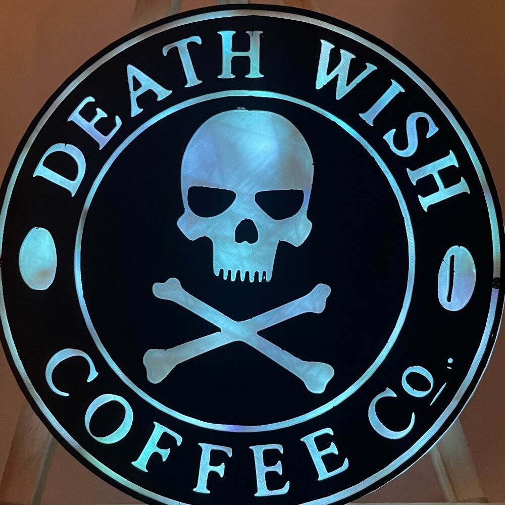 Death Wish Coffee 3D Printed wall Lamp with remote coffee lover edition - Picture 2 of 11